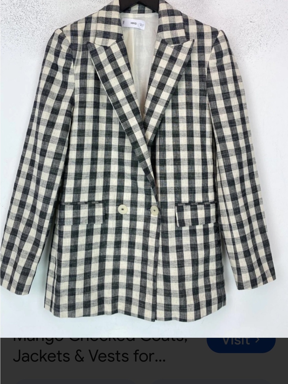 Mango MANGO Women Black & White Checked Casual blazer.